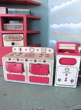 ブリキのレンジ台 ＆ 洗濯機　ドールハウス　キッチンオーブン　英国　