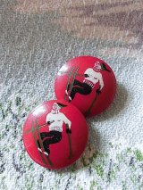 LAST ONE！　スキーをする人　ハンドペイント　イタリアンボタン　
