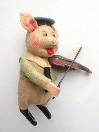 ゼンマイ仕掛けのトイ　豚さんのバイオリン弾き　　アンティーク　ドイツ　シュコー　