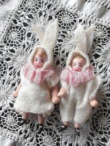 うさぎになった子供たち　ペア　アンティーク　HERTWIG ヘルトヴィヒ　 ２点セット