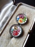 ガラスドームの花　ヴィンテージボタン　２個セット