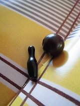 ボーリング　ピン　ブラック　ヴィンテージボタン　