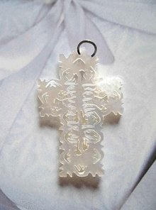 他の写真1: 白い十字架　美しい貝細工　真珠貝　ベツレヘムパール　ハンドカーヴィング