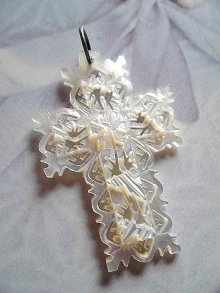 他の写真3: 白い十字架　美しい貝細工　真珠貝　ベツレヘムパール　ハンドカーヴィング