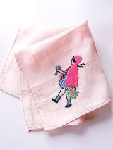 うすべに色のハンカチーフ　赤ずきんちゃんとオオカミ　ヴィンテージ