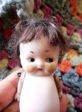 オールビスク　ブラウンウィッグの子　アンティークドール