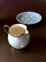 ブルードット　クリーマー & プレート    ヴィンテージ　英国　BABBACOMBE　　