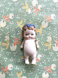 青いリボンを結んだ子     オールビスクドール　８cm     アンティーク