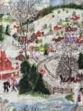 グランマモーゼス　ヴィンテージのファブリック　DEEP SNOW    バーククロス生地