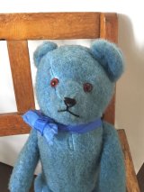 青い熊　ヴィンテージのテディベア     ３０cm