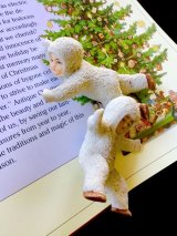 粉雪まとったスノーベビー   クリスマス　アンティークドール   ２点セット
