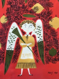クリスマスの天使たち　タミー・キーフ　ファブリック　レッド