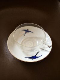 蒼いツバメ　ブルーバード　ソーサー     小皿      プレート　チェコ　ヨーロッパのヴィンテージ　