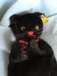 指人形　黒猫のパペット　６０年代   シュタイフ　ヴィンテージ