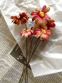 他の写真2: ベルベットフラワー   モーブピンク　古い染め花　5本セット  布造花