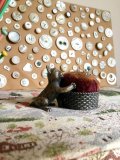 猫のピンクッション　針さし　   ベルベットクッション