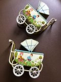 ブリキの乳母車　ドール用サイズ　ベビーカー　ミニチュアドール・ベア
