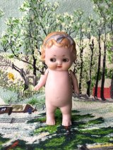 青いリボンを結んだ巻き毛の子    HERTWIG  　８ｃｍ　　オールビスクドール　