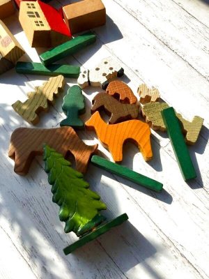 画像3: 積み木TOY       小さな家と動物たち        窓辺の箱庭  A