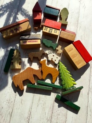 画像4: 積み木TOY       小さな家と動物たち        窓辺の箱庭  A