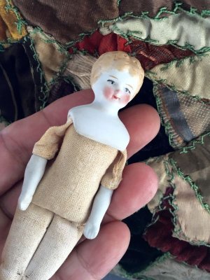 画像2: 小さいちいさいチャイナヘッドドール　ブロンドヘア   人形の家　未使用　アンティーク　ドイツ