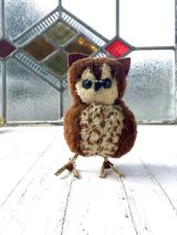 まん丸ふくろう　★ウールぽんぽんのフクロウ　１０ｃｍ 　ドイツのミニチュア