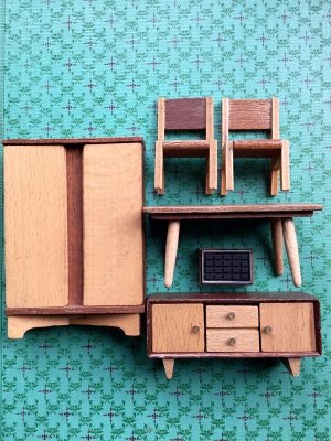 画像1: ドールハウス　家具セット　木製ファニチャー  B