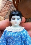 ブルードレスのチャイナヘッドドール　小さなサイズ　１４，５ｃｍ
