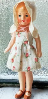 白い帽子のお嬢さん　オールビスクドール　１０ｃｍ　ドイツ