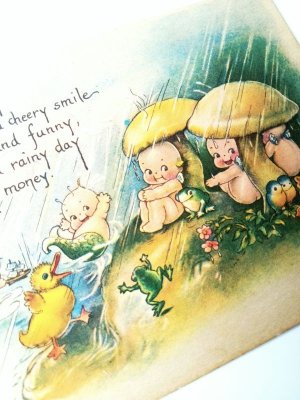 画像1: ローズオニール　キューピー　カード　雨の日
