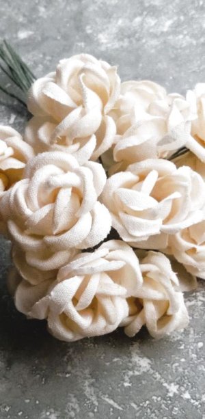 画像5: バニラ色の布花　ホワイトローズ　アンティークコサージュ   ★薔薇のブーケ　ドール制作    　　