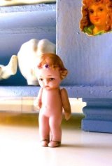 花かんむりの女の子　オールビスク　ブルーアイ　HERTWIG　アンティークドール　　　　