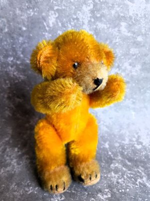 画像1: はちみつ色のテディベア　フエルトパッチの小熊　ドイツのヴィンテージ