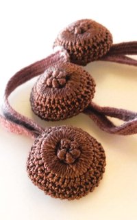 編み模様がきれいなボタン　ニット模様　チョコレートブラウン　３個セット