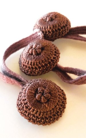 画像1: 編み模様がきれいなボタン　ニット模様　チョコレートブラウン　３個セット