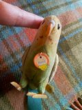 グリーンのセキセイインコ　シュタイフ　　９，５ｃｍ　ヴィンテージ　５０年代　