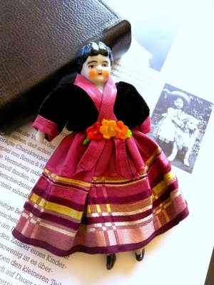 画像1: 小さいサイズのチャイナヘッドドール　アンティーク　人形遊び　ドールハウス　１２，５ｃｍ