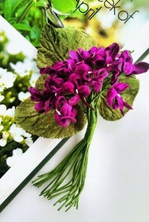 画像1: ベルベットのスミレ　すみれ色の花束　布花　コサージュ