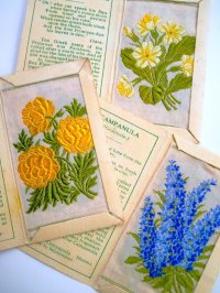 花刺繍のカード　台紙付き　英国　KENSITAS　シガレットカード　シルク 　A