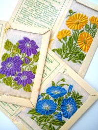 花刺繍カード　イギリス　KENSITAS　シガレットカード　シルク 　コラージュ　コレクション