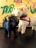 ２匹のテリア　ホワイト＆ブラック　ベストフレンド　ドールの友だち　アンティーク