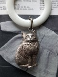 銀の猫　ヴィクトリアン　ベビーラトル　ロンドン骨董街より　