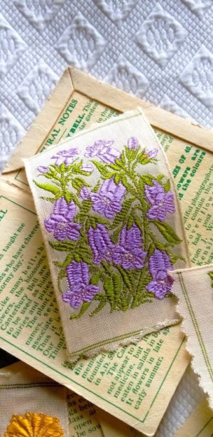 画像3: 花刺繍カード　イギリス　KENSITAS　シガレットカード ５種セット　C　シルク 　コラージュにも　コレクション