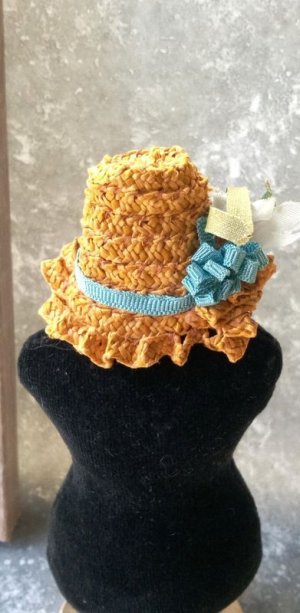 画像4: 麦色のフラワーハット　D　人形用    麦わら帽子  ミニチュアサイズ　