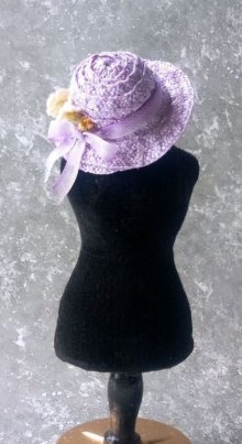 他の写真2: すみれ色のフラワーハット　B　人形用    麦わら帽子  ミニチュアサイズ　