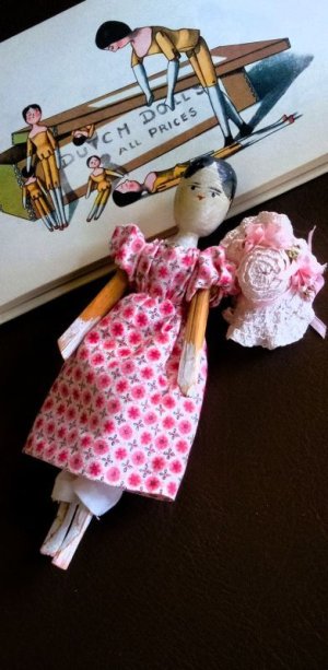 画像2: 小さなサイズのペグドール　人形の家　アンティーク 　１７ｃｍ　ウッデンドール 