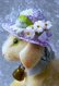 画像1: すみれ色のフラワーハット　B　人形用    麦わら帽子  ミニチュアサイズ　 (1)