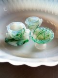 流し模様のきれいなミニチュアガラス　カップ　ケーキスタンド　角皿　　