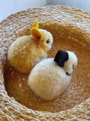 画像4: シュタイフのパンダうさぎ　４ｃｍ　毛糸玉　WOOL　ポンポンラビット