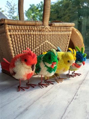 画像1: シュタイフのポンポンバード　カラフルな羽のおしゃれさん